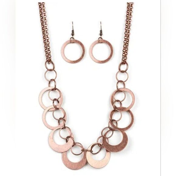 Paparazzi In Full Orbit Copper Necklace and Earring Set - Picture 3 of 3